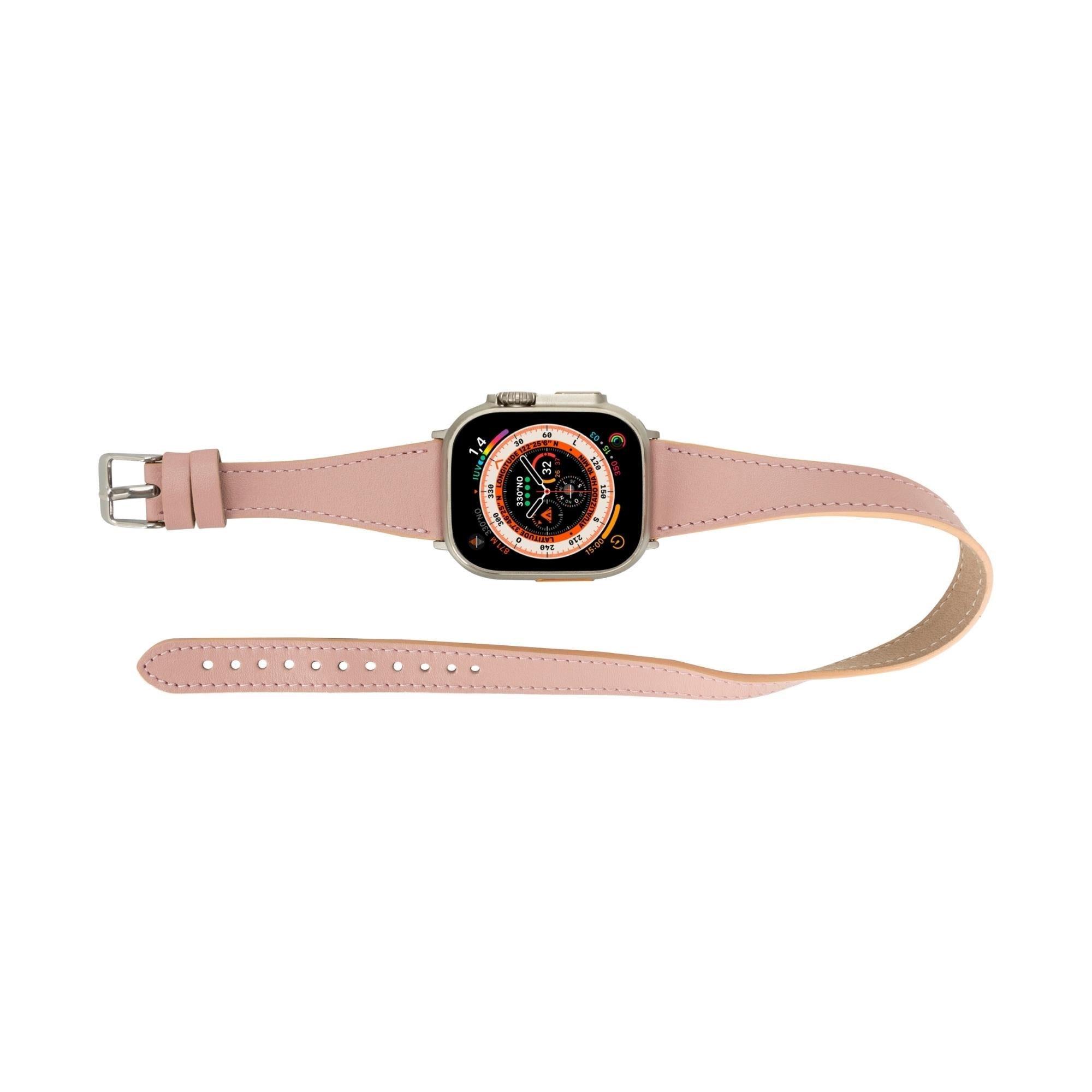 vail double tour leather bands for apple watch 9, ultra 2 and se - toronata - 