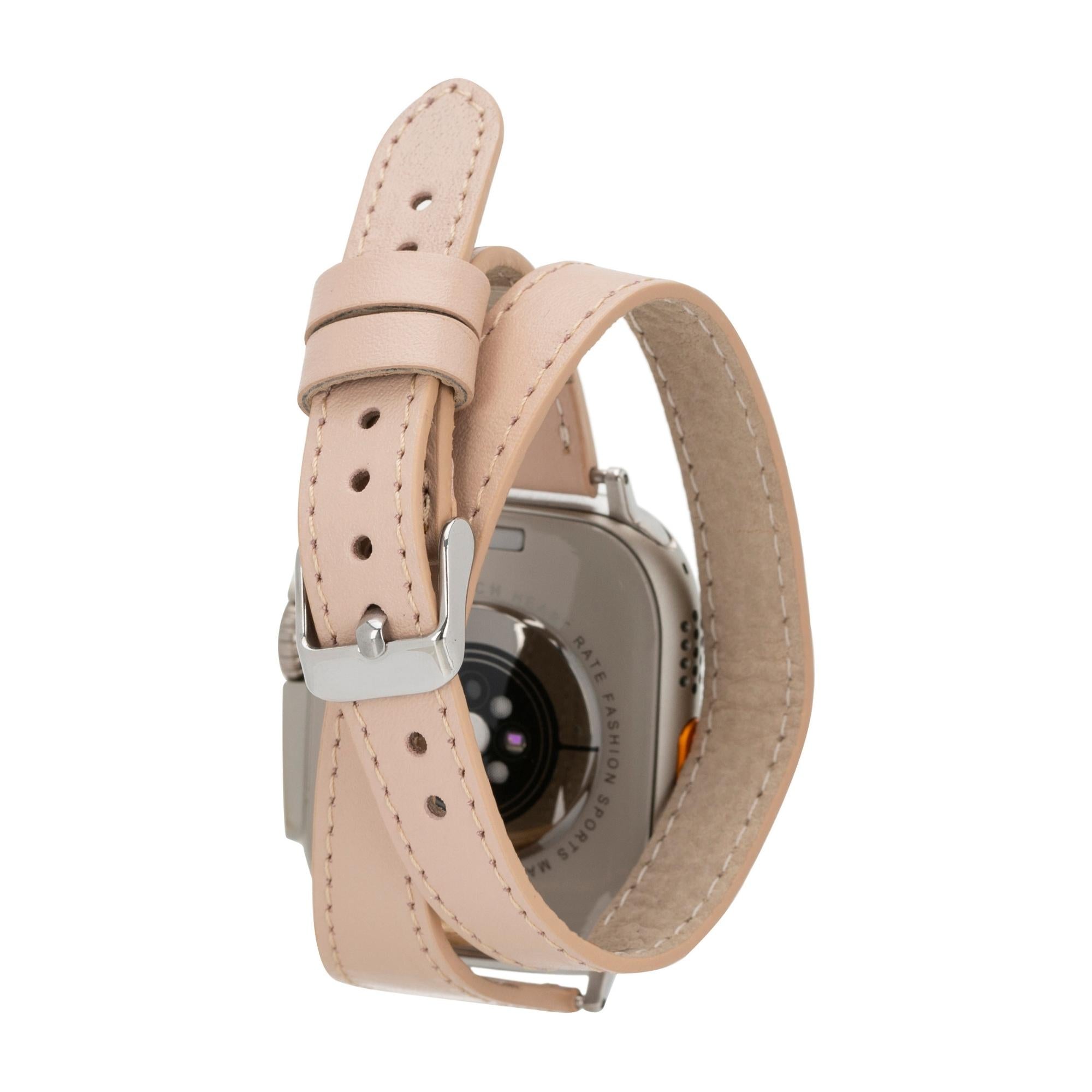 vail double tour leather bands for apple watch 9, ultra 2 and se - toronata - 