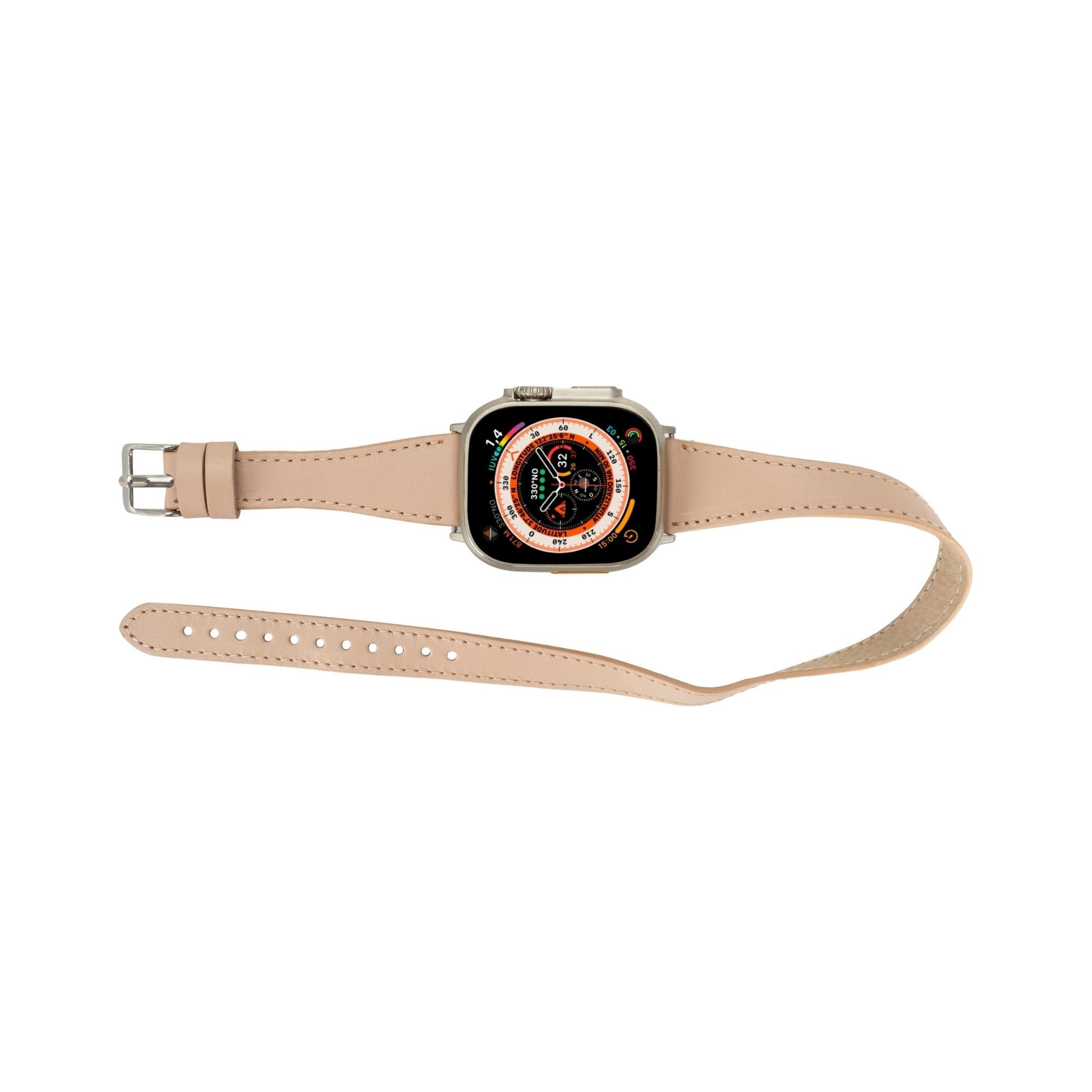 vail double tour leather bands for apple watch 9, ultra 2 and se - toronata - 