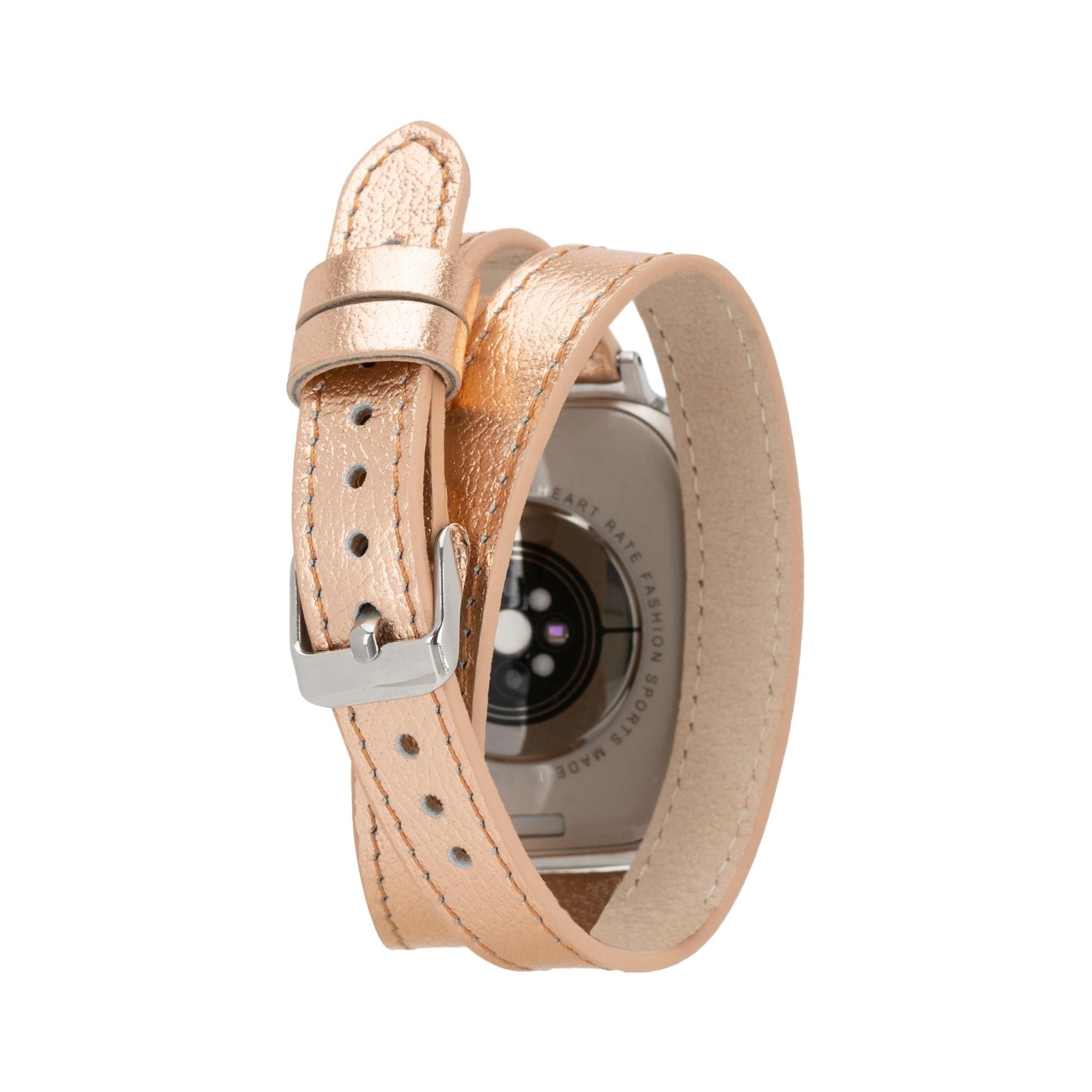vail double tour leather bands for apple watch 9, ultra 2 and se - toronata - 