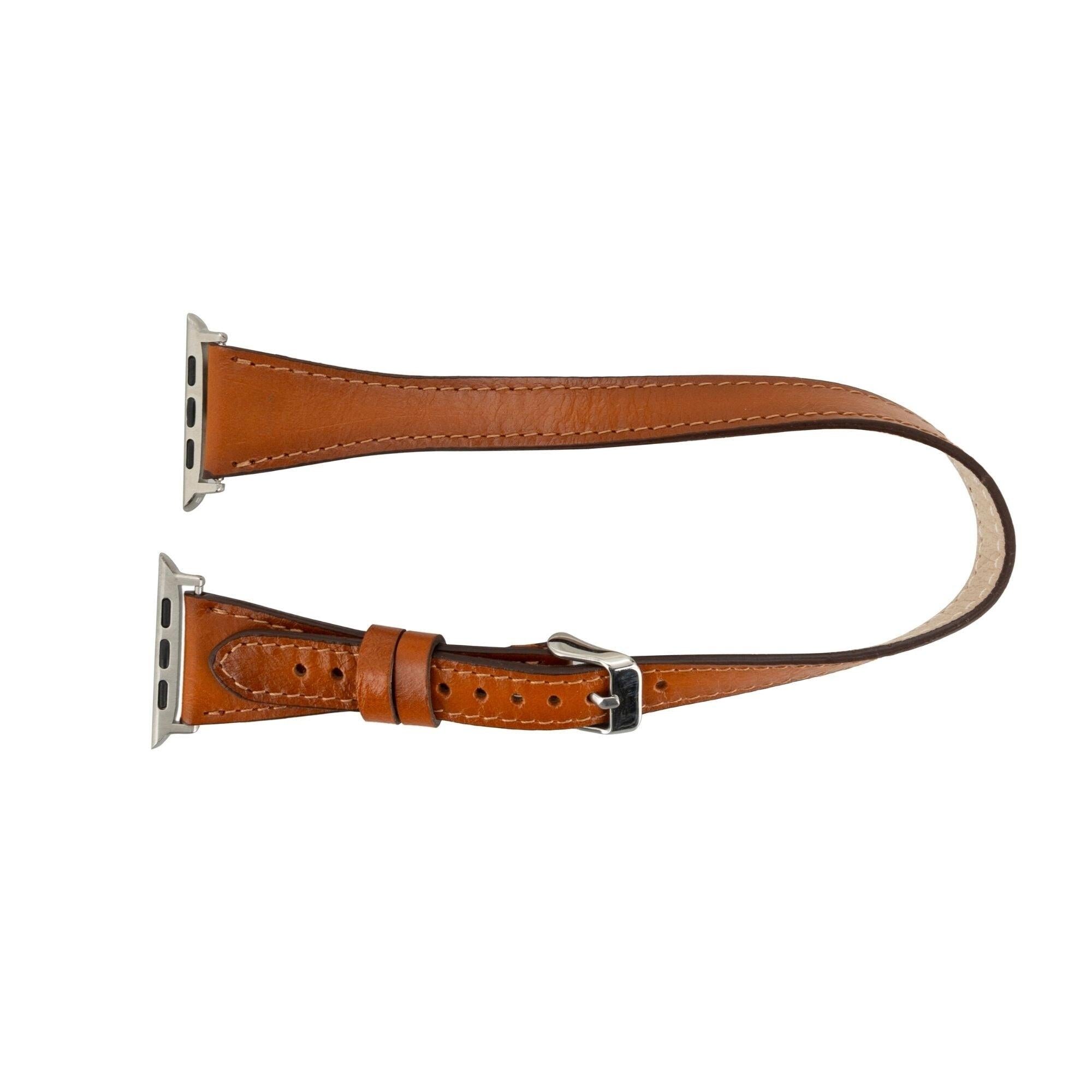 vail double tour leather bands for apple watch 9, ultra 2 and se - toronata - 