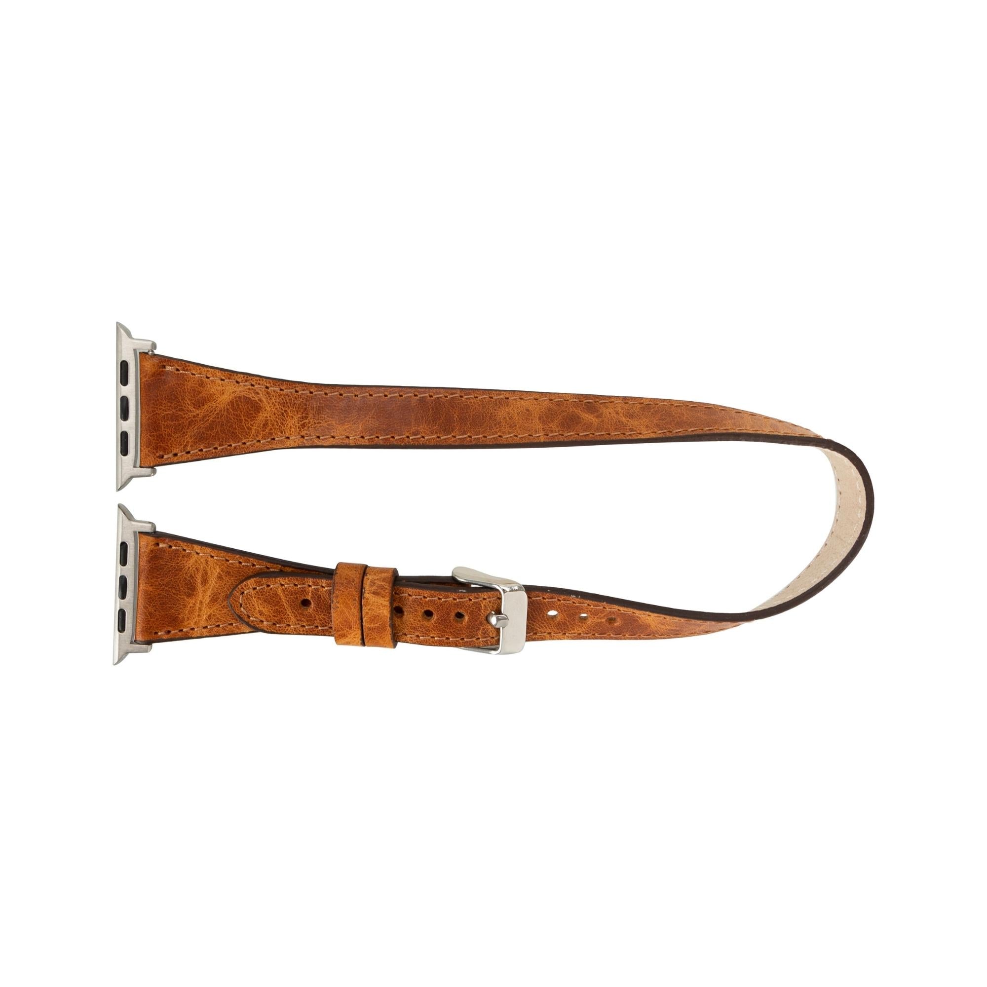 vail double tour leather bands for apple watch 9, ultra 2 and se - toronata - 