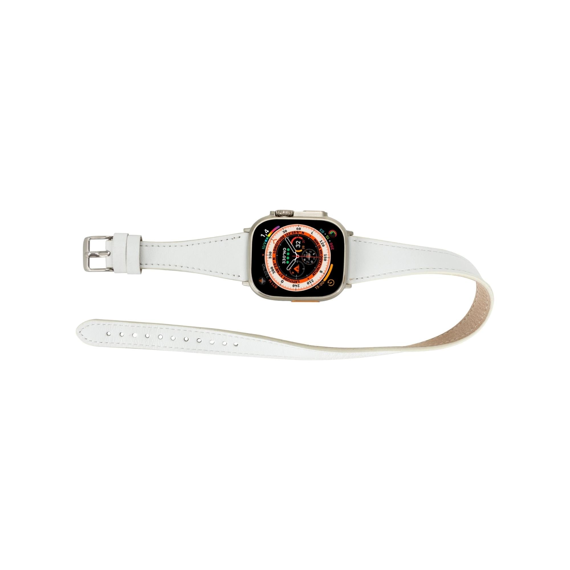 vail double tour leather bands for apple watch 9, ultra 2 and se - toronata - 