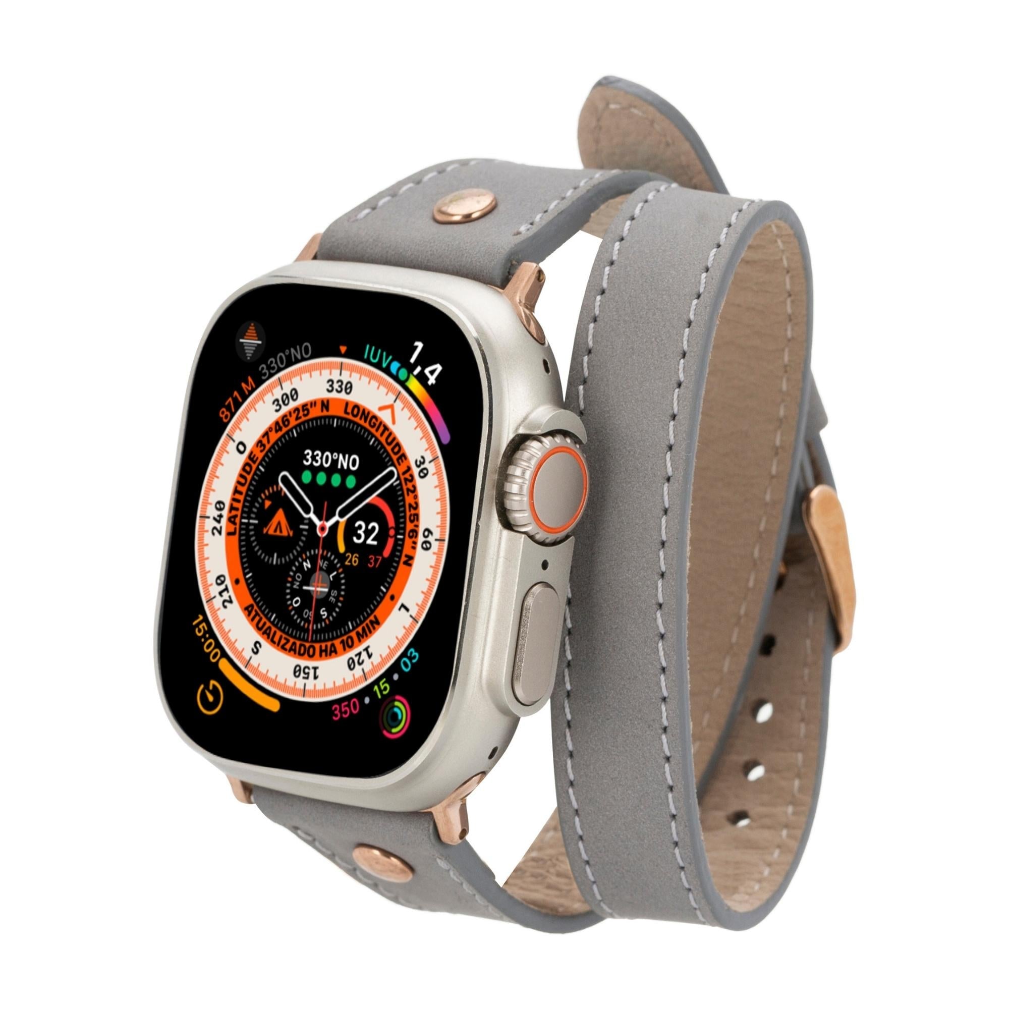 vernon double tour leather bands for apple watch 9, ultra 2 and se - toronata - 