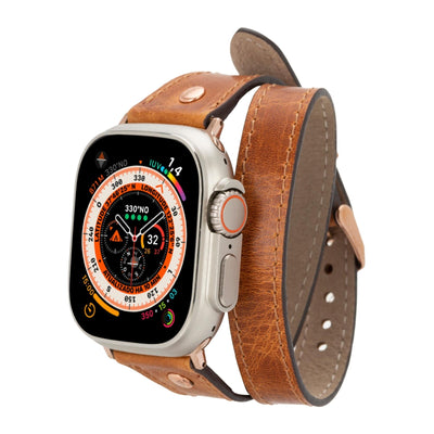 vernon double tour leather bands for apple watch 9, ultra 2 and se - toronata - 