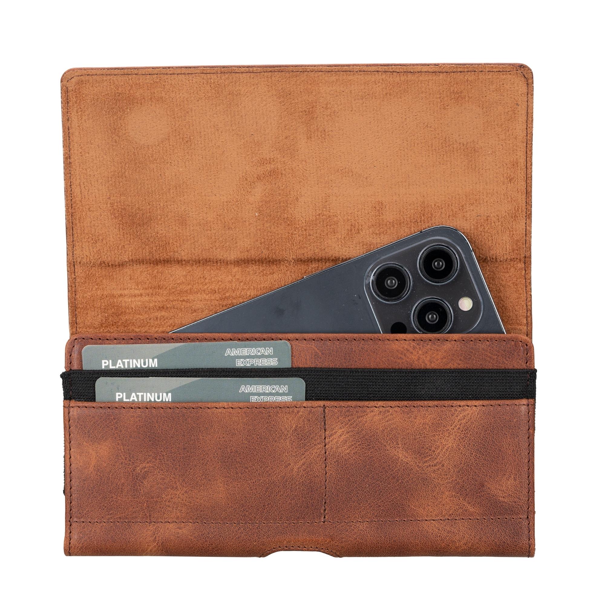 yonkers security belt-mounted leather phone holster - toronata - #color_tan